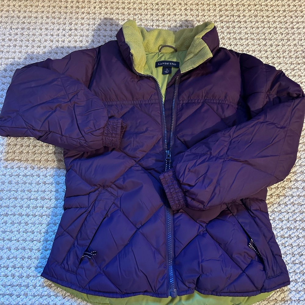 Lands' End Kids Puffer Jacket - Purple and Green